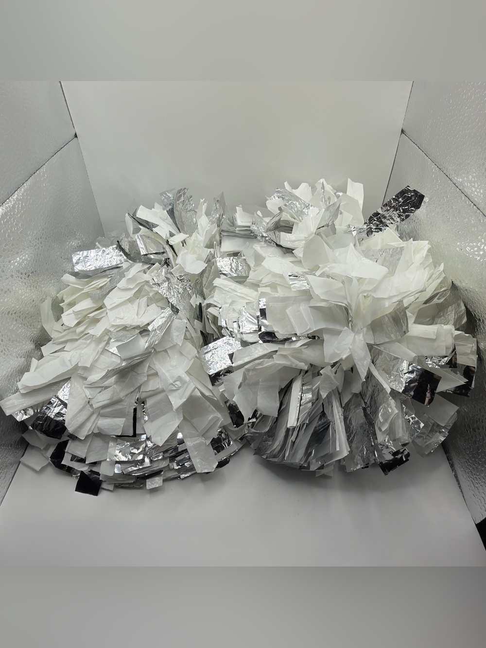 White & Silver Cheer Pom Poms